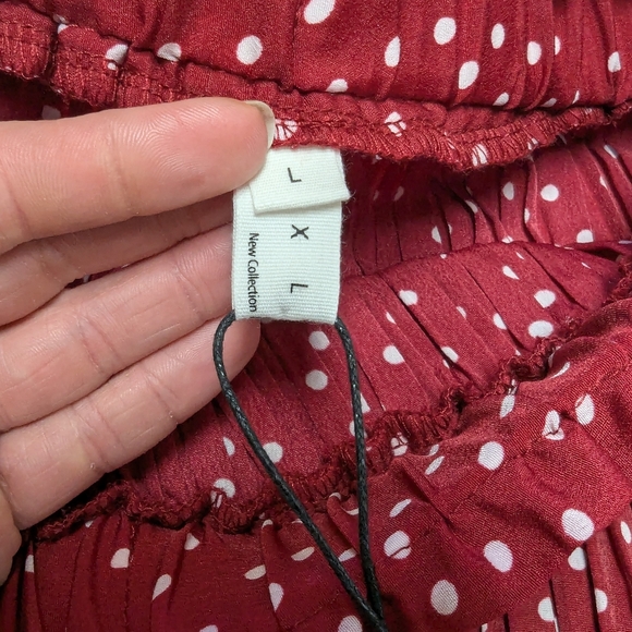 Exlura High Waist Pull On Pleated Polka Dot Maxi Skirt Holiday Disneybounding - Picture 9 of 9